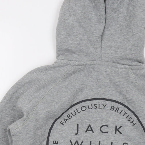 Jack Wills Womens Grey Cotton Full Zip Hoodie Size 8 Zip