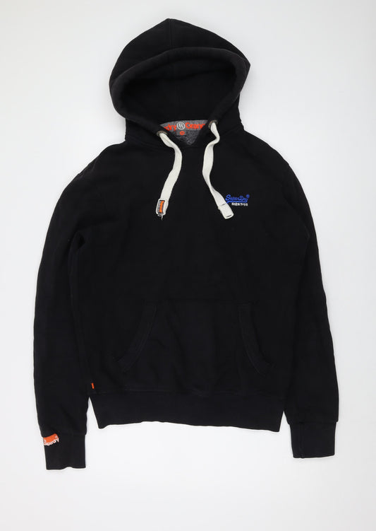 Superdry Mens Black Cotton Pullover Hoodie Size M