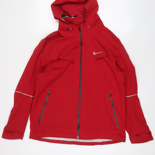 Nike Mens Red Windbreaker Jacket Size L Zip - Logo