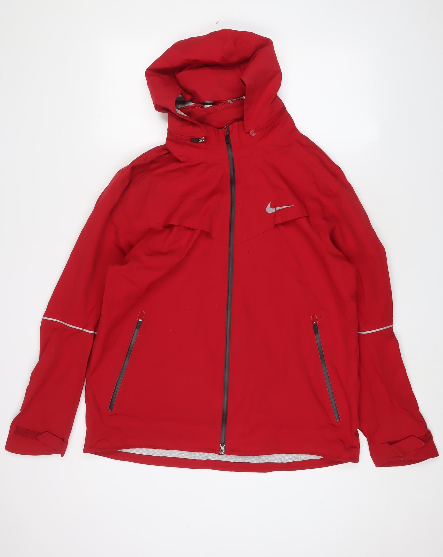 Nike Mens Red Windbreaker Jacket Size L Zip - Logo