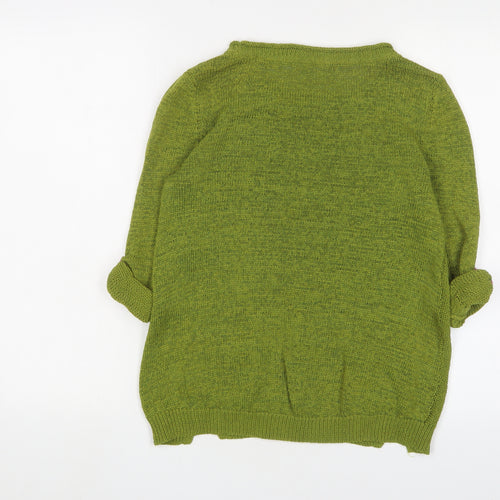 White Stuff Womens Green Collared Linen Pullover Jumper Size 10 - Pockets