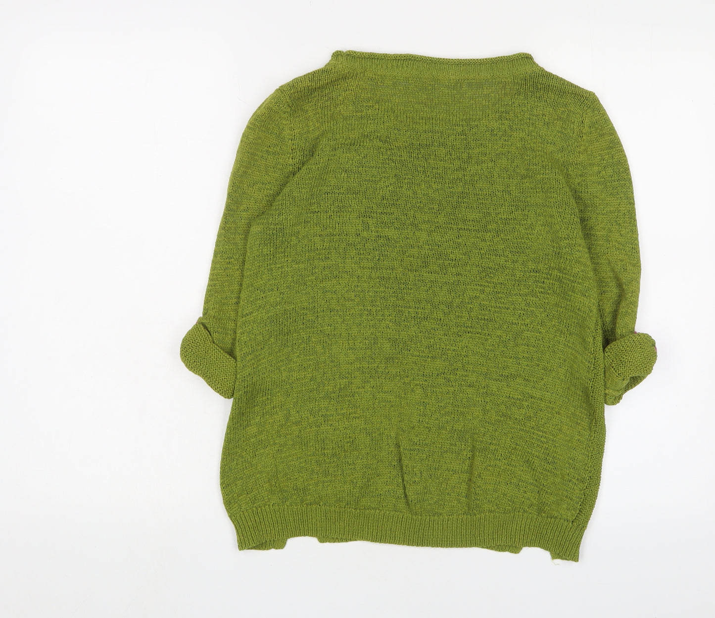 White Stuff Womens Green Collared Linen Pullover Jumper Size 10 - Pockets