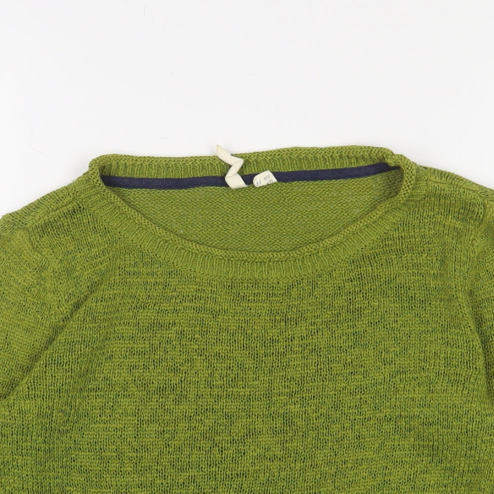 White Stuff Womens Green Collared Linen Pullover Jumper Size 10 - Pockets