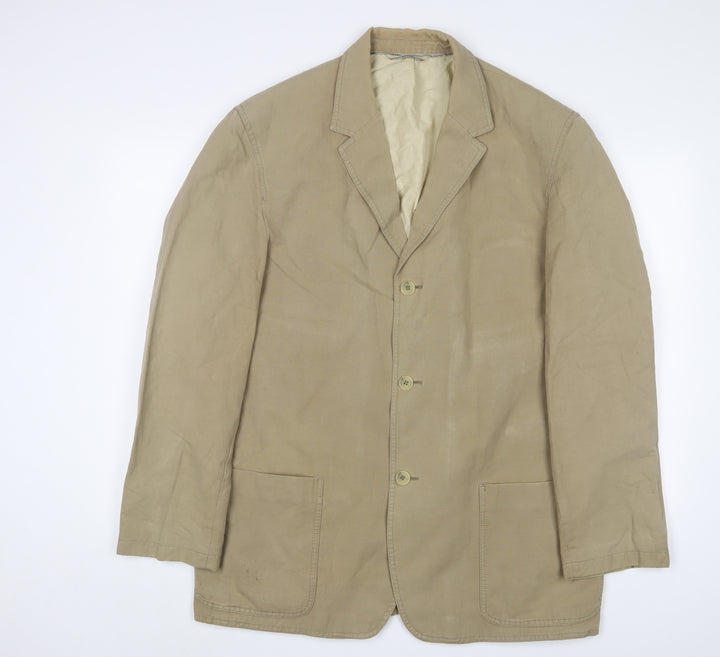 Swept Mens Beige Biker Jacket Size L Button - Inside pocket