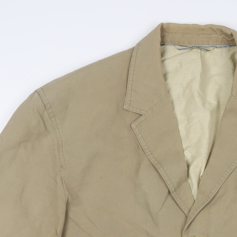 Swept Mens Beige Biker Jacket Size L Button - Inside pocket