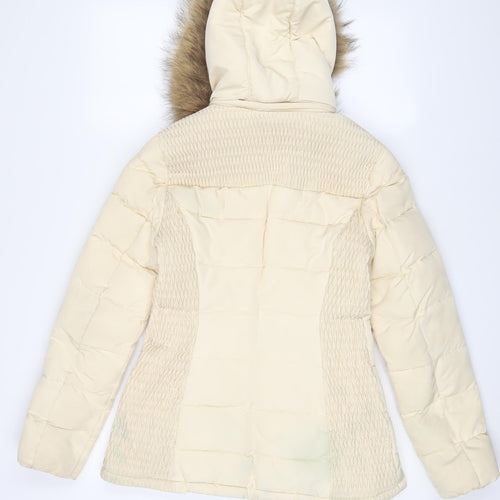 Attentif Womens Ivory Parka Coat Size 8 Zip - Zip Pockets