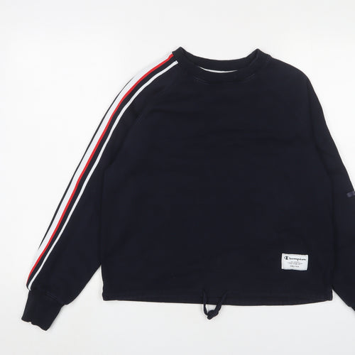 Champion Womens Blue Cotton Pullover Sweatshirt Size S Pullover - Logo, Embroidered