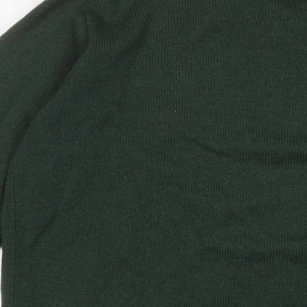 James Pringle Mens Green Crew Neck Wool Pullover Jumper Size L Long Sleeve - Logo, Embroidered