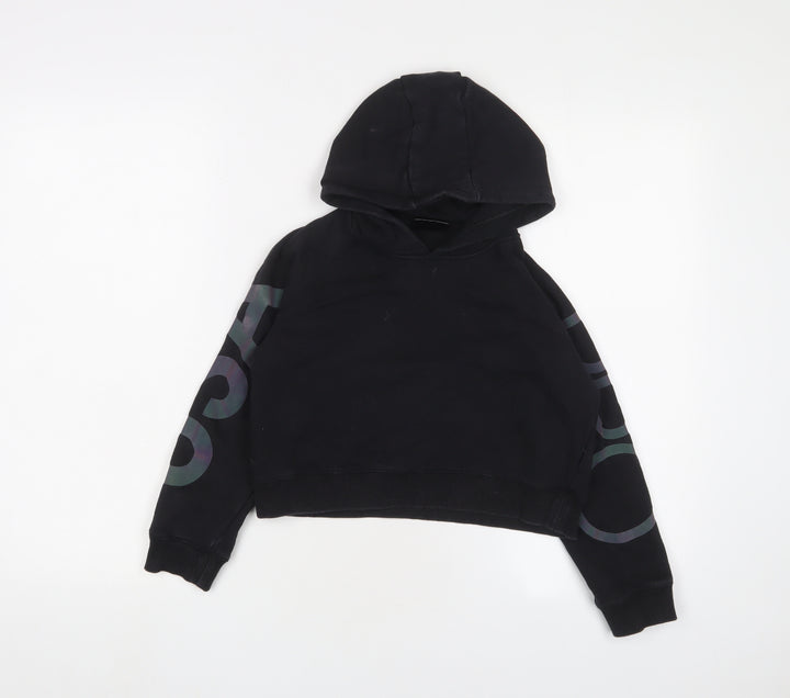 USA Pro Girls Black Cotton Pullover Hoodie Size 9-10 Years Pullover - Logo