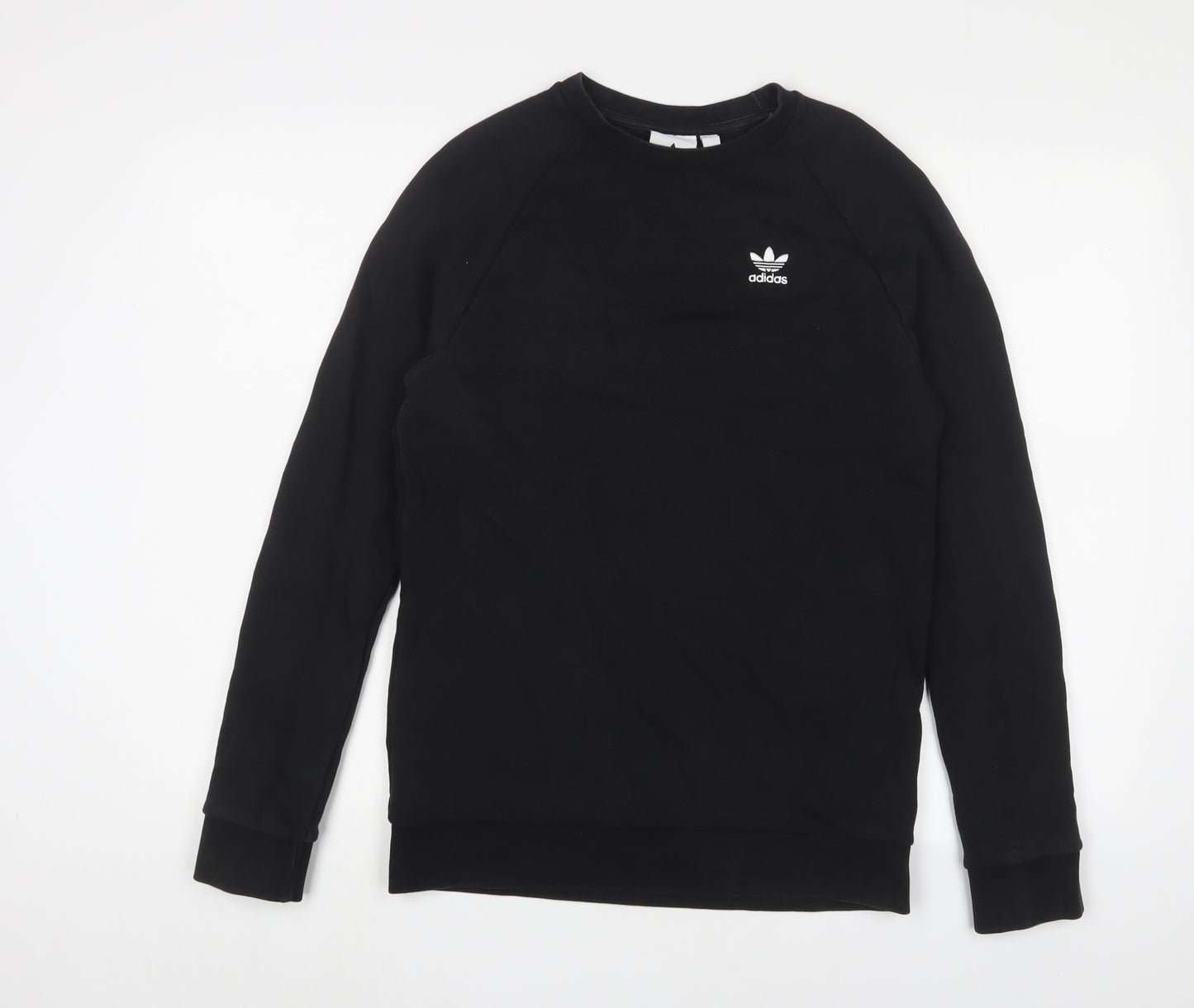 adidas Mens Black Cotton Pullover Sweatshirt Size XS - Logo, Embroidered