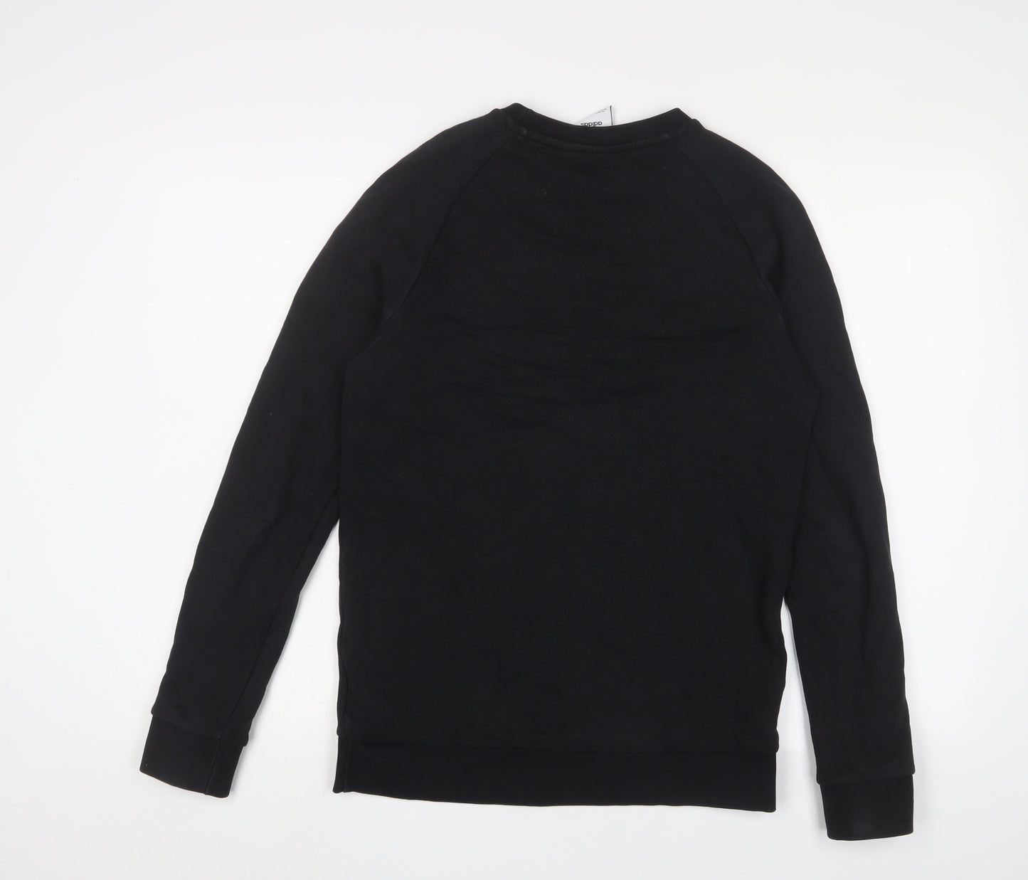 adidas Mens Black Cotton Pullover Sweatshirt Size XS - Logo, Embroidered
