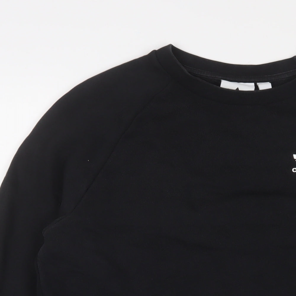 adidas Mens Black Cotton Pullover Sweatshirt Size XS - Logo, Embroidered