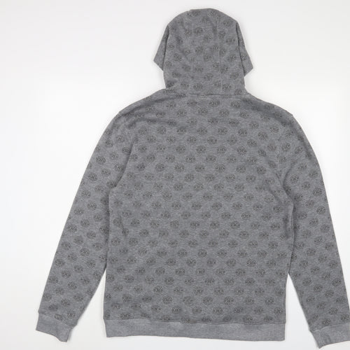 Johnny Cotton Mens Grey Geometric Polyester Pullover Hoodie Size M