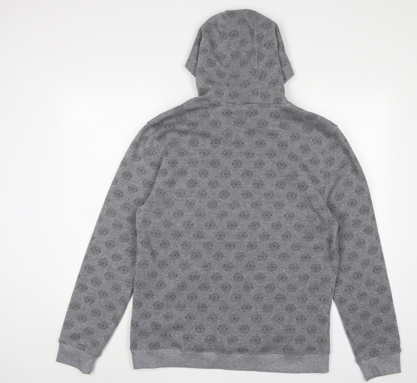 Johnny Cotton Mens Grey Geometric Polyester Pullover Hoodie Size M