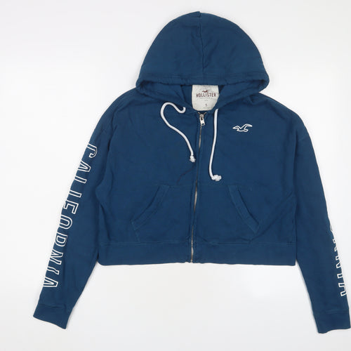 Hollister Womens Blue Cotton Full Zip Hoodie Size S Zip - Logo