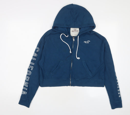 Hollister Womens Blue Cotton Full Zip Hoodie Size S Zip - Logo