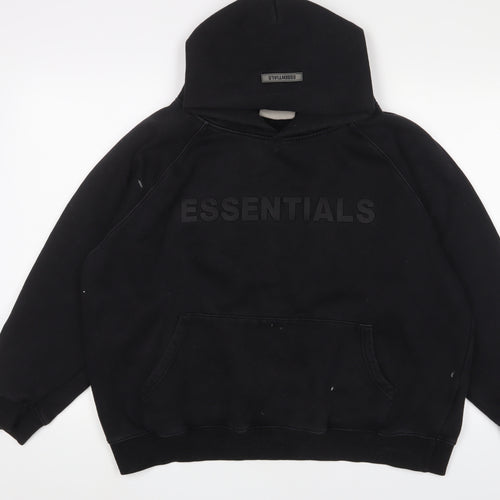 Essentials Mens Black Cotton Pullover Hoodie Size XL - Logo