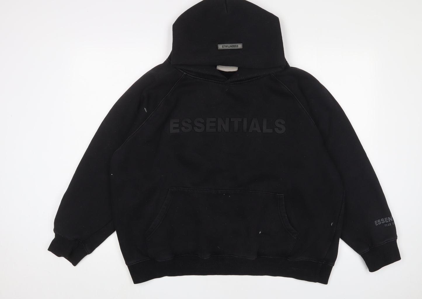 Essentials Mens Black Cotton Pullover Hoodie Size XL - Logo