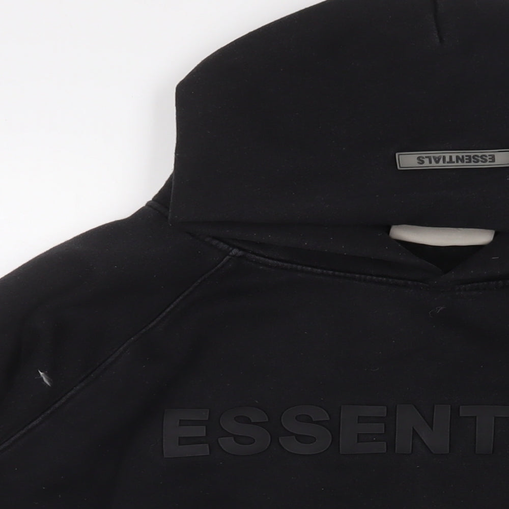 Essentials Mens Black Cotton Pullover Hoodie Size XL - Logo