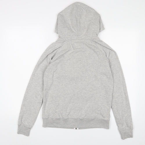 Jack Wills Womens Grey Cotton Full Zip Hoodie Size 10 Zip - Logo