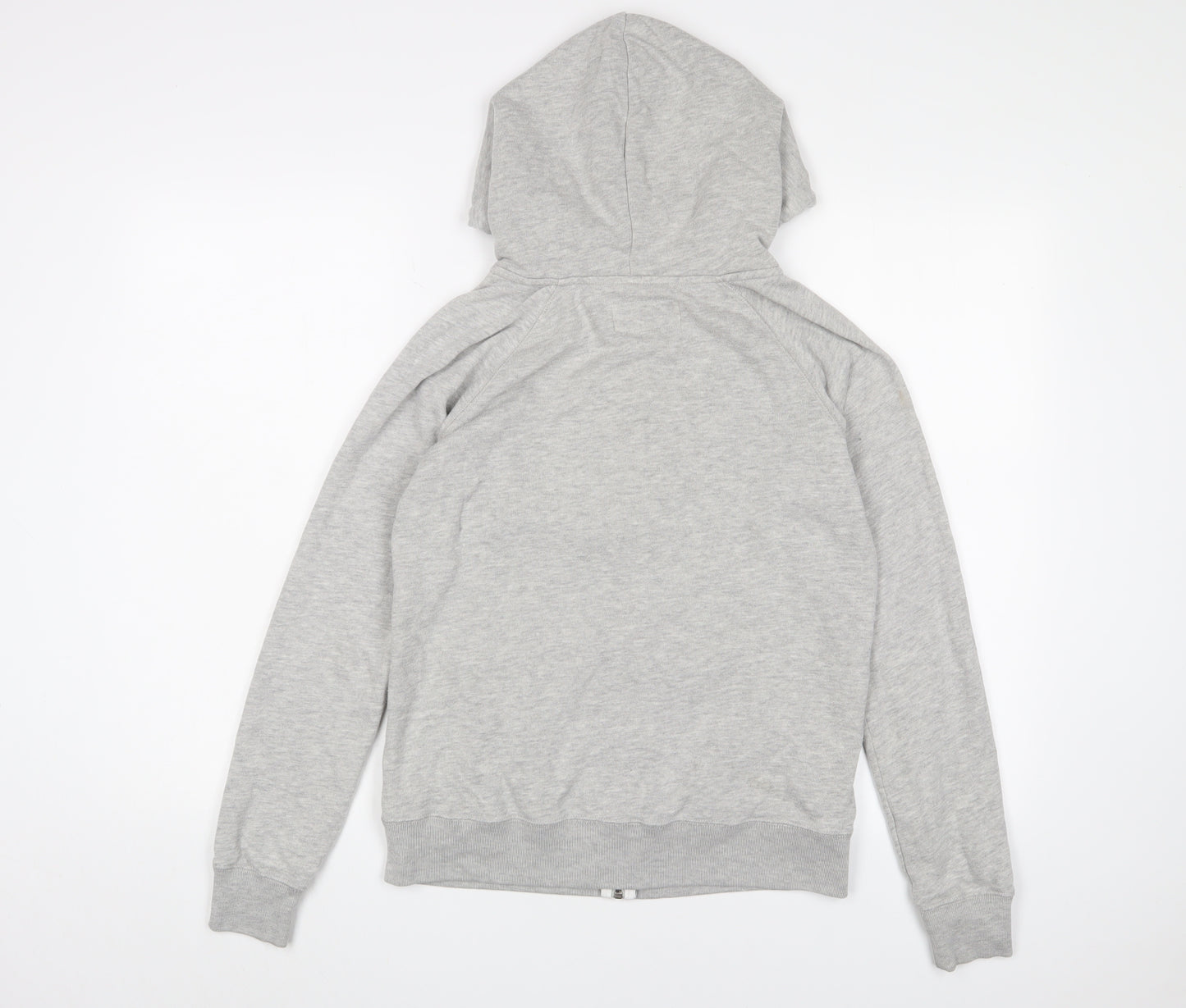 Jack Wills Womens Grey Cotton Full Zip Hoodie Size 10 Zip - Logo