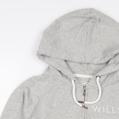 Jack Wills Womens Grey Cotton Full Zip Hoodie Size 10 Zip - Logo