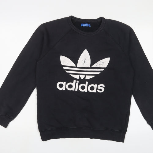 adidas Mens Black Cotton Pullover Sweatshirt Size S - Logo