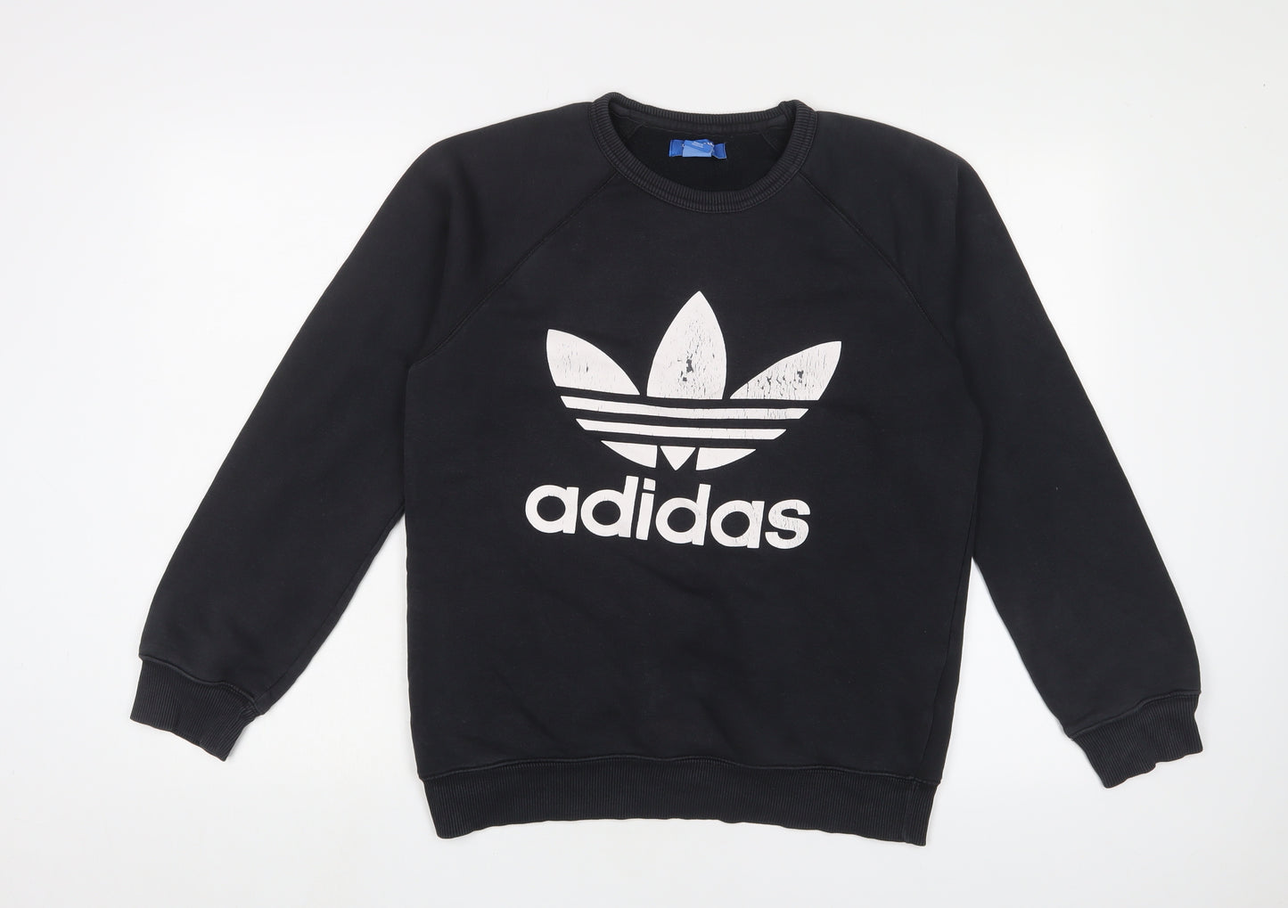 adidas Mens Black Cotton Pullover Sweatshirt Size S - Logo