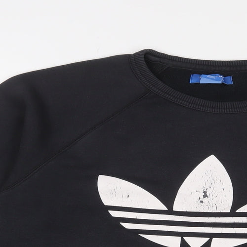 adidas Mens Black Cotton Pullover Sweatshirt Size S - Logo