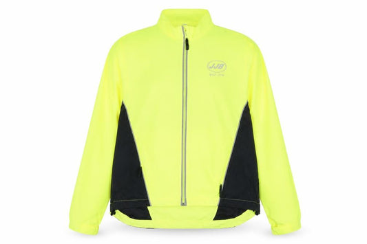 Front view of JJB Viz-24 women’s yellow polyester pullover casual, size UK 18, high neck zip