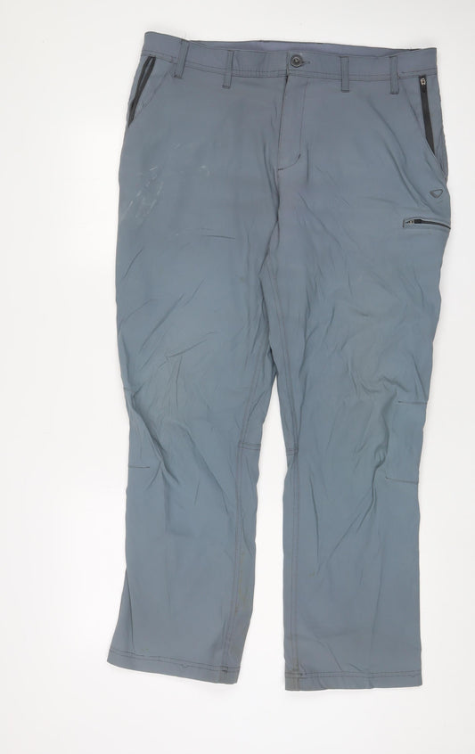 brasher Mens Blue Polyamide Cargo Trousers Size 36 in L29 in Regular Zip - Logo, Embroidered