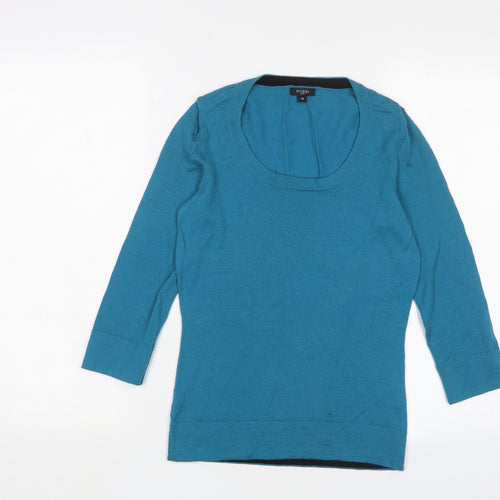 Hobbs Womens Blue Scoop Neck Wool Pullover Jumper Size 10