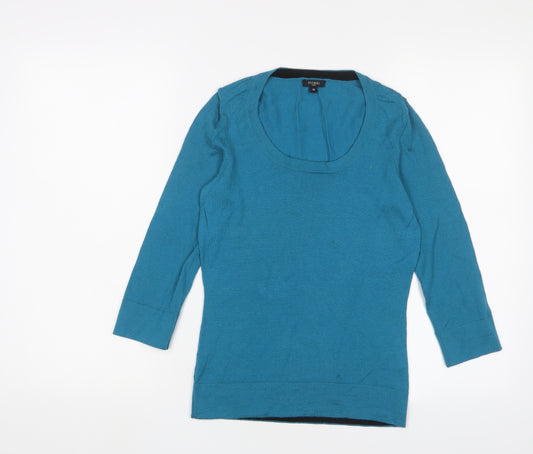 Hobbs Womens Blue Scoop Neck Wool Pullover Jumper Size 10