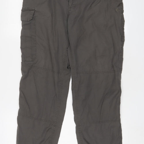 Craghoppers Mens Grey Cotton Cargo Trousers Size 32 in L29 in Regular Zip - Logo, Embroidered