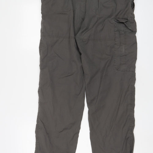 Craghoppers Mens Grey Cotton Cargo Trousers Size 32 in L29 in Regular Zip - Logo, Embroidered