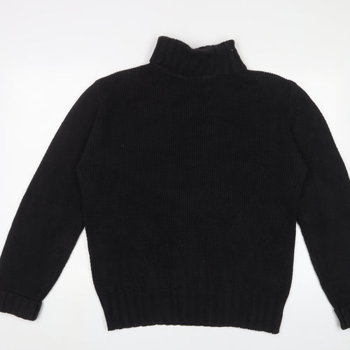 Tiger of Sweden Mens Black Roll Neck Cotton Pullover Jumper Size L Long Sleeve