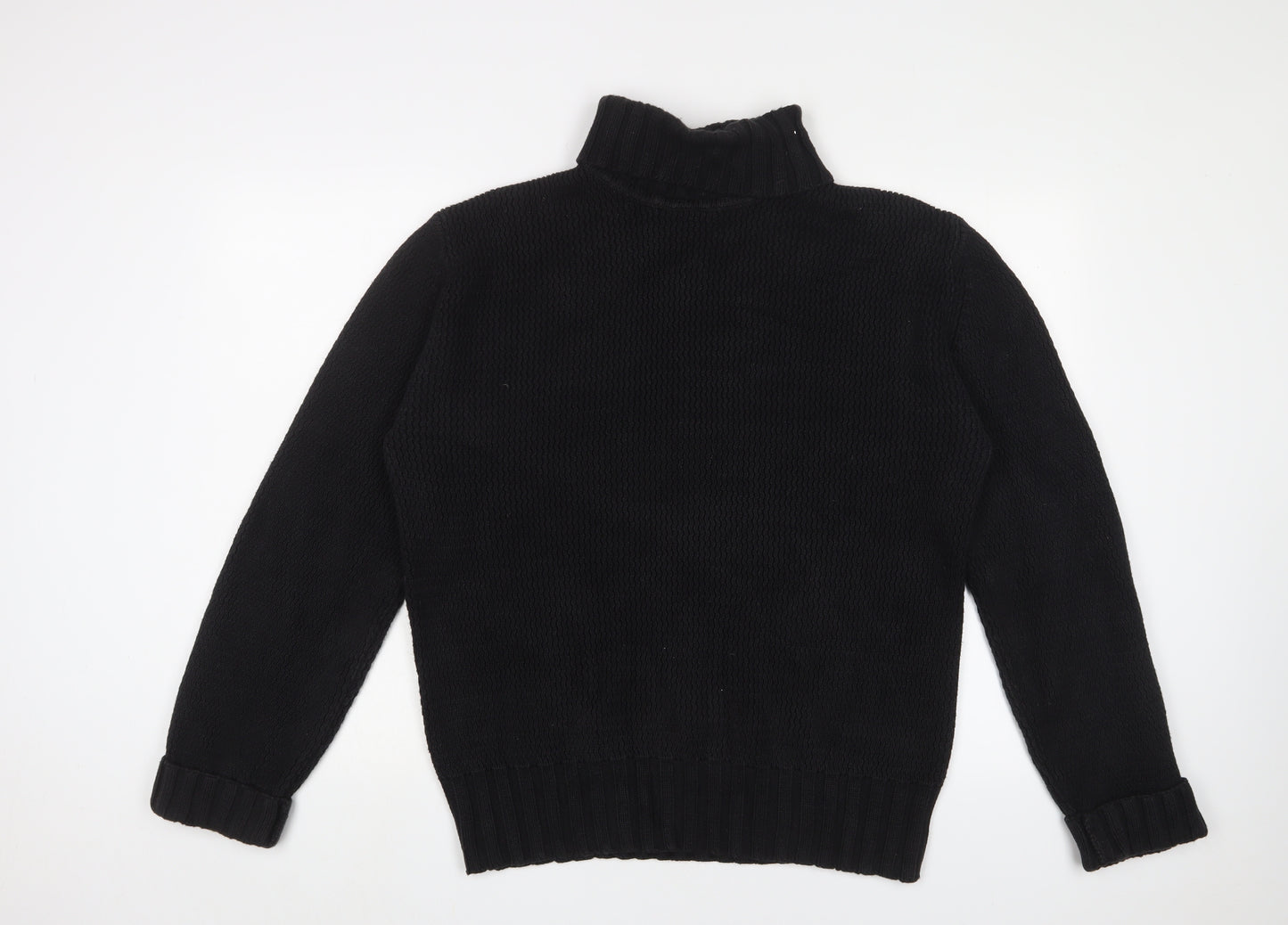 Tiger of Sweden Mens Black Roll Neck Cotton Pullover Jumper Size L Long Sleeve