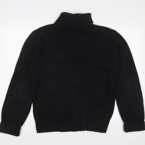 Tiger of Sweden Mens Black Roll Neck Cotton Pullover Jumper Size L Long Sleeve