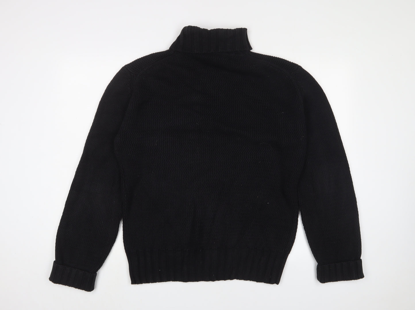 Tiger of Sweden Mens Black Roll Neck Cotton Pullover Jumper Size L Long Sleeve