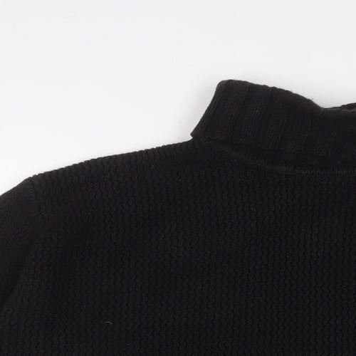 Tiger of Sweden Mens Black Roll Neck Cotton Pullover Jumper Size L Long Sleeve