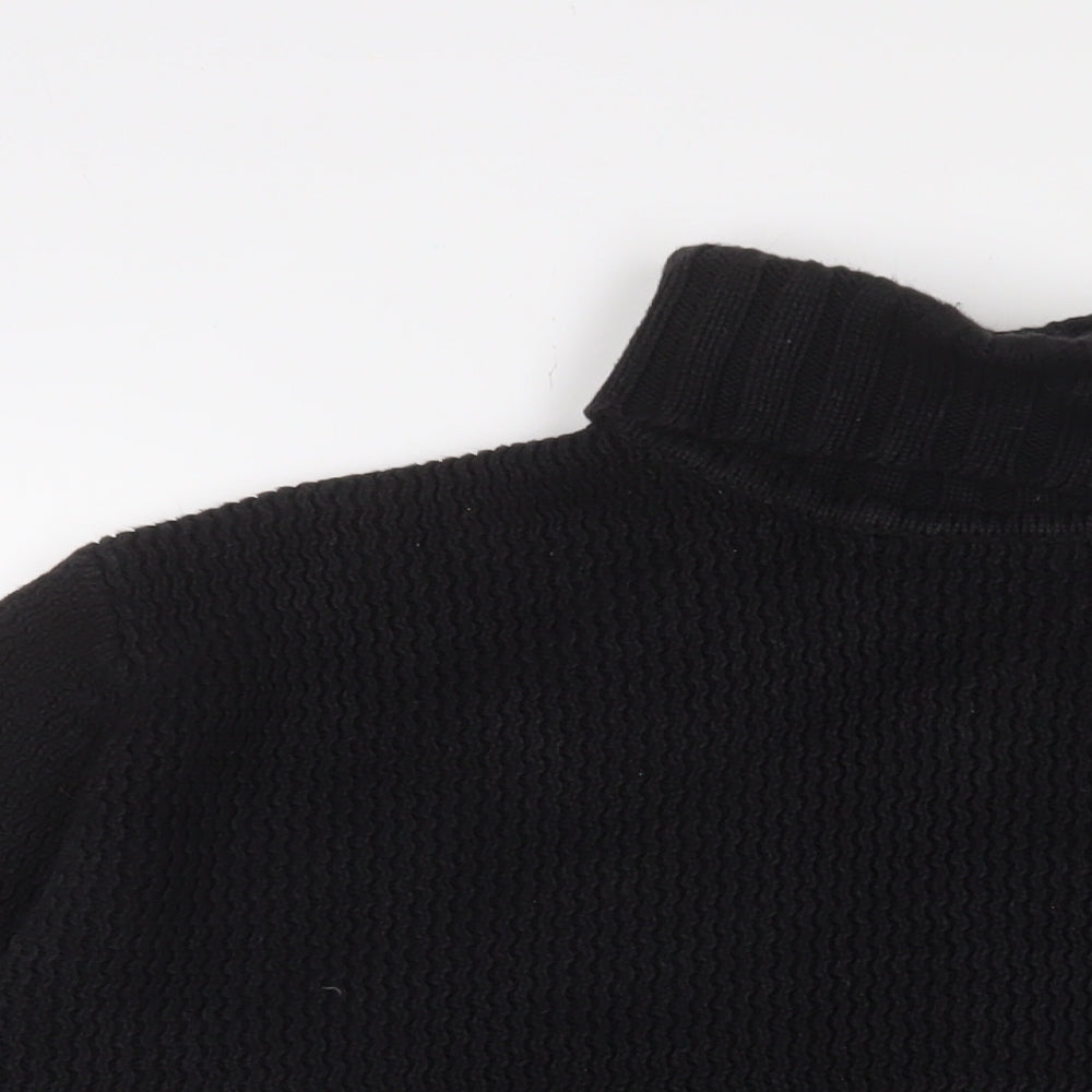 Tiger of Sweden Mens Black Roll Neck Cotton Pullover Jumper Size L Long Sleeve