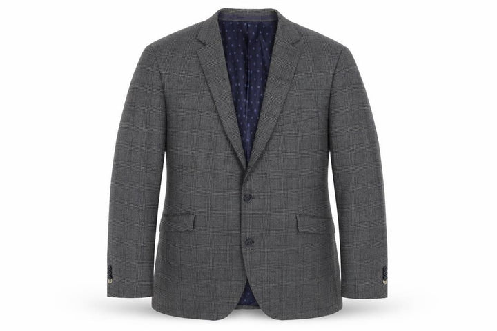Brook Taverner Mens Grey Plaid Polyester Jacket Suit Jacket Size 48 Regular