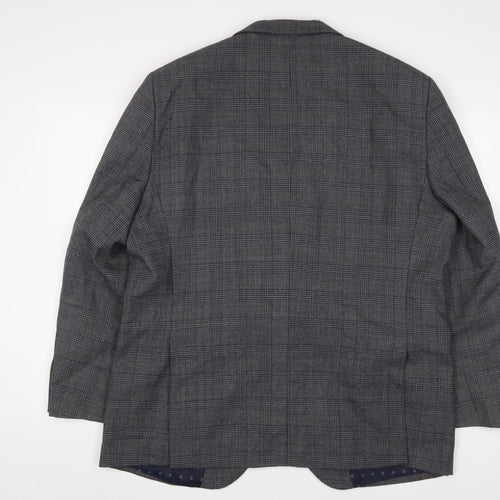 Brook Taverner Mens Grey Plaid Polyester Jacket Suit Jacket Size 48 Regular