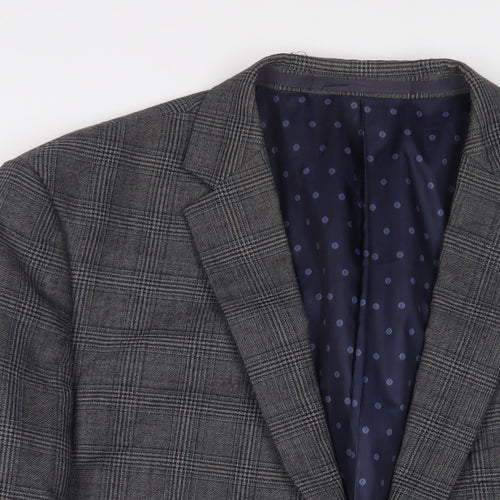 Brook Taverner Mens Grey Plaid Polyester Jacket Suit Jacket Size 48 Regular