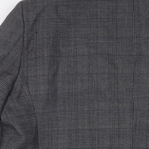 Brook Taverner Mens Grey Plaid Polyester Jacket Suit Jacket Size 48 Regular