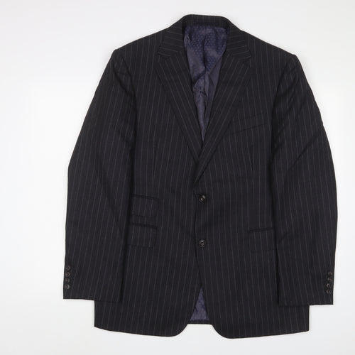 Marks and Spencer Mens Grey Striped Wool Jacket Suit Jacket Size 42 Regular