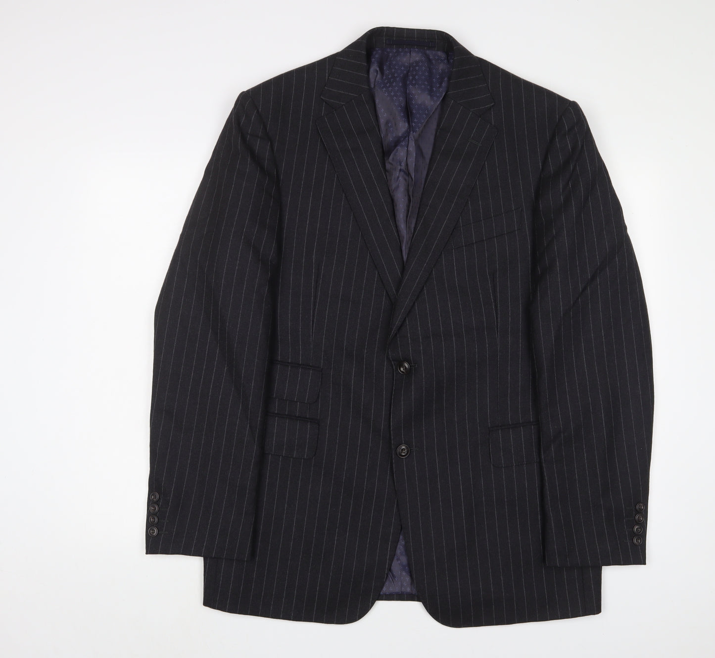 Marks and Spencer Mens Grey Striped Wool Jacket Suit Jacket Size 42 Regular