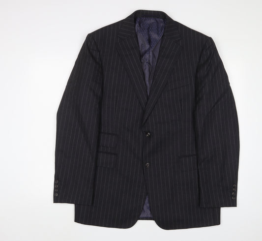 Marks and Spencer Mens Grey Striped Wool Jacket Suit Jacket Size 42 Regular