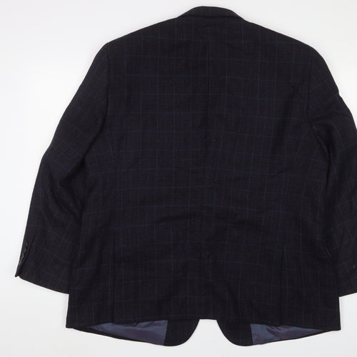 Brook Taverner Mens Blue Plaid Wool Jacket Suit Jacket Size 48 Regular