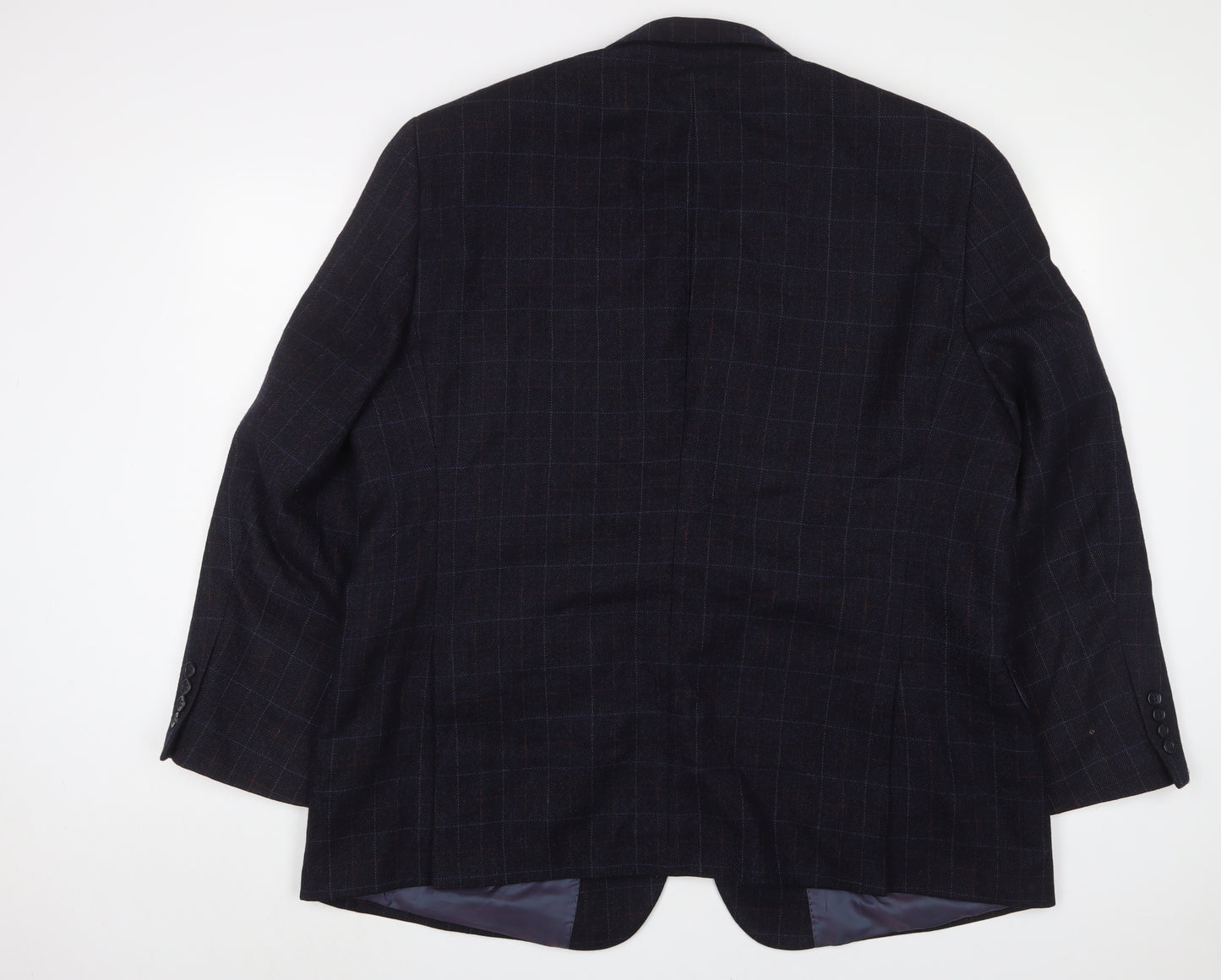 Brook Taverner Mens Blue Plaid Wool Jacket Suit Jacket Size 48 Regular